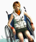 Heather in a wheelchair.