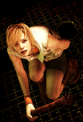Heather with a pipe in Silent Hill 3.