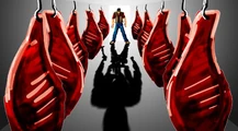 TravisColdCutsShadow.jpg (24 KB) Travis standing before an aisle of beef carcasses. His shadow appears similar to an Afflicted, a beta monster.