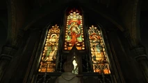 Stained glass in the chapel.