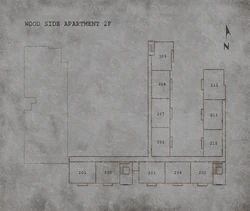2nd floor map of the Wood Side Apartments.