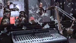 Screamers barging into DJ Ricks's studio.