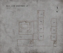 1st floor map of the Wood Side Apartments.
