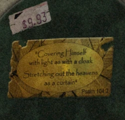 Note on the back of the memento.
