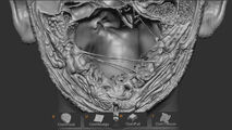 Four different cloth brushes were combined to create the inside of the face in ZBrush.