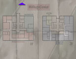 A map of the first two floors of Hilltop Center.