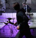 Murphy with the demon statue.