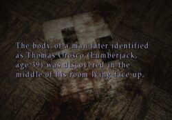 A bloody newspaper about the murder.