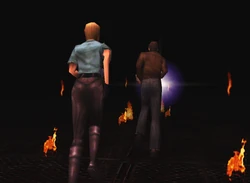 Harry and Cybil escaping Nowhere.
