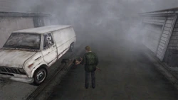 The van with a monster beneath it.