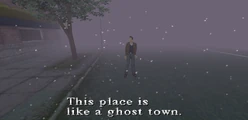 Harry exploring the streets of Silent Hill.
