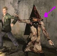 Silent Hill (series): How does Pyramid Head grunt without a mouth