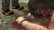 Eileen bleeds to death on the floor.