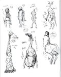 Concept sketches of monsters present in Silent Hill 4: The Room.