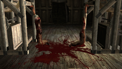 Adam's remains after being sliced in half by the Bogeyman.