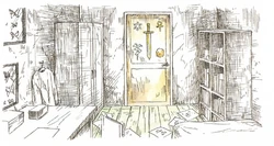Artwork of Alessa's bedroom from the Silent Hill Perfect Navigation Book.