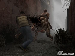 Travis attacks a Two-Back with his hammer.