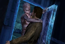 A Raw Shock accosts Harry through a doorway.