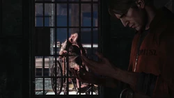 The Wheelman outside Murphy's cell in the "Full Circle" ending.
