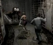 Eilenn y Henry luchando contra un Twin Victims en la Prisión acuática.