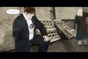 Douglas se calma después de que Whately lo rescate.