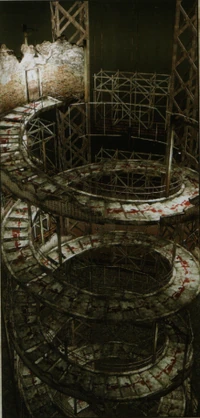 La escalera de caracol que conecta los distintos Otros Mundos.