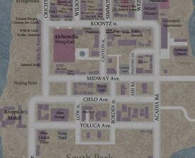 Midway Avenue es la segunda horizontal desde el norte.