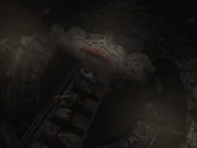 Henry y Eileen en uno de los varios agujeros encontrados mientras se desciende la escalera.