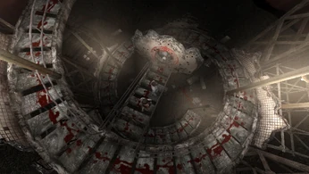 Henry e Eileen sulla scala a chiocciola in Silent Hill 4: The Room