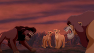 Simba and Kovu roaring