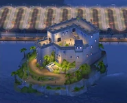 Beach Castle at night.