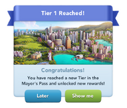 Mayor's Pass 45 Tier Notification.