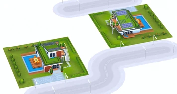 Front and Back view of buildings with the same design