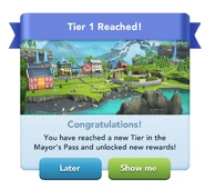 Mayor's Pass 32 Tier Notification.