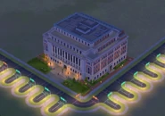 Campus Library at night.