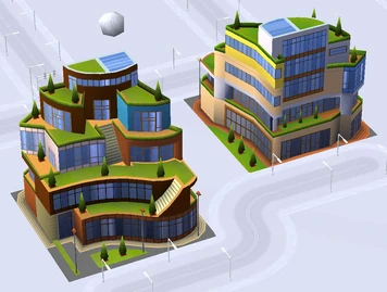 Front and Back view of buildings with the same design