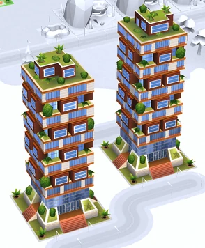 Front and Back view of buildings with the same design, same colors