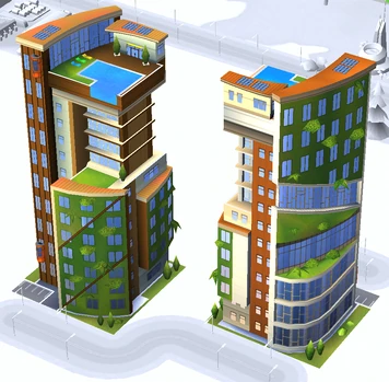 Front and Back view of buildings with the same design