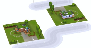 Front and Back view of buildings with same design, different colors