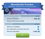 Mountainside Grandeur Requirement Screen.