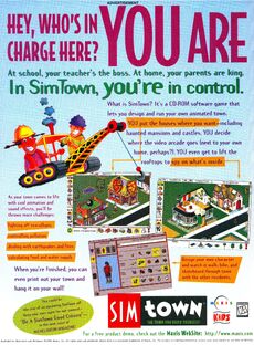 SimTown game print ad NickMag June July 1996