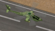 Military Helicopter mid-air close-up from the right side.