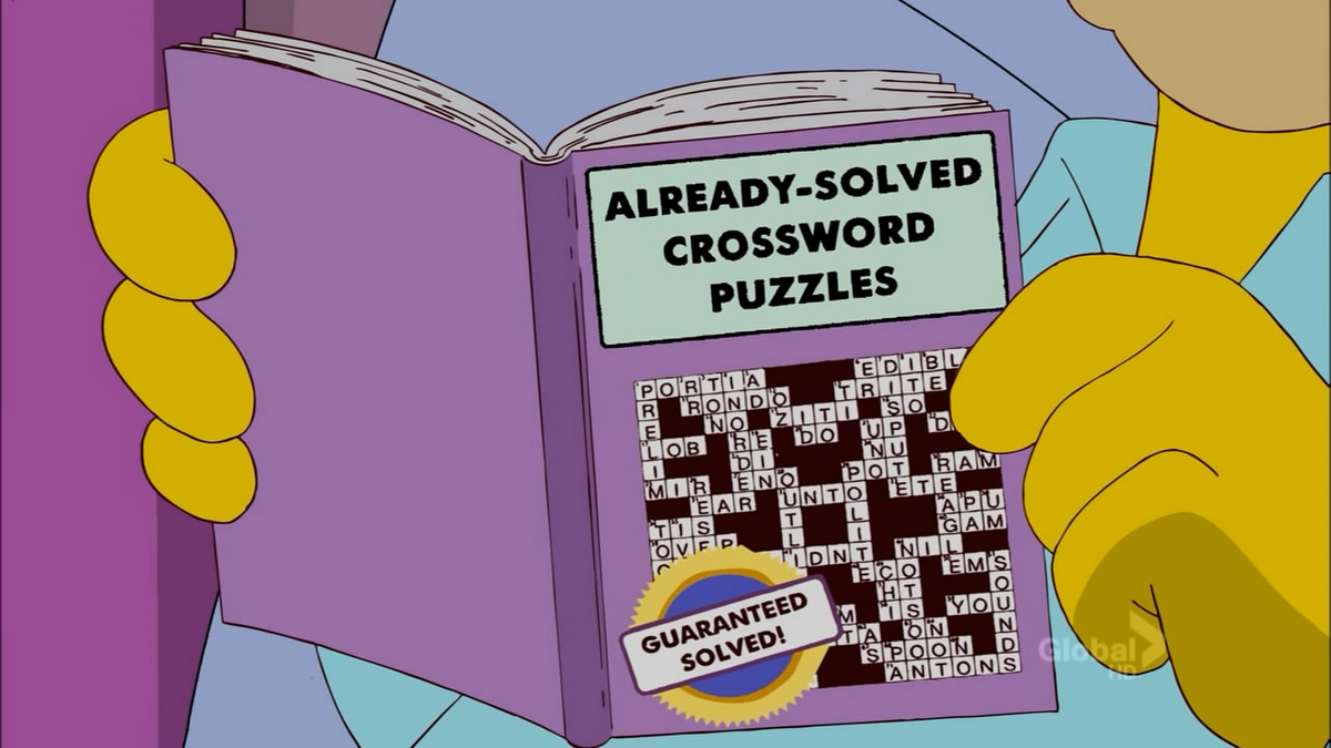 Already Solved Crossword Puzzles Simpsons Wiki Fandom