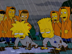 Bart and Lisa doing push-ups outside in the rain