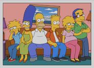 The Simpsons 16 years later. Maggie is 17, Marge is 52, Homer is 55, Bart and Milhouse are 26, and Lisa is 24. Lisa is pregnant with Zia, while Maggie looks bored. 2027