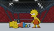 Bart is knocked out by Lisa.
