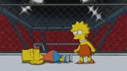 Lisa knocks Bart out.