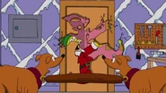 Homer Simpson crashes throught the door