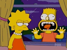Bart tenta assustar Lisa.