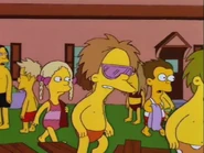 Wearing his orange swimming trunks during the episode "Bart of Darkness".